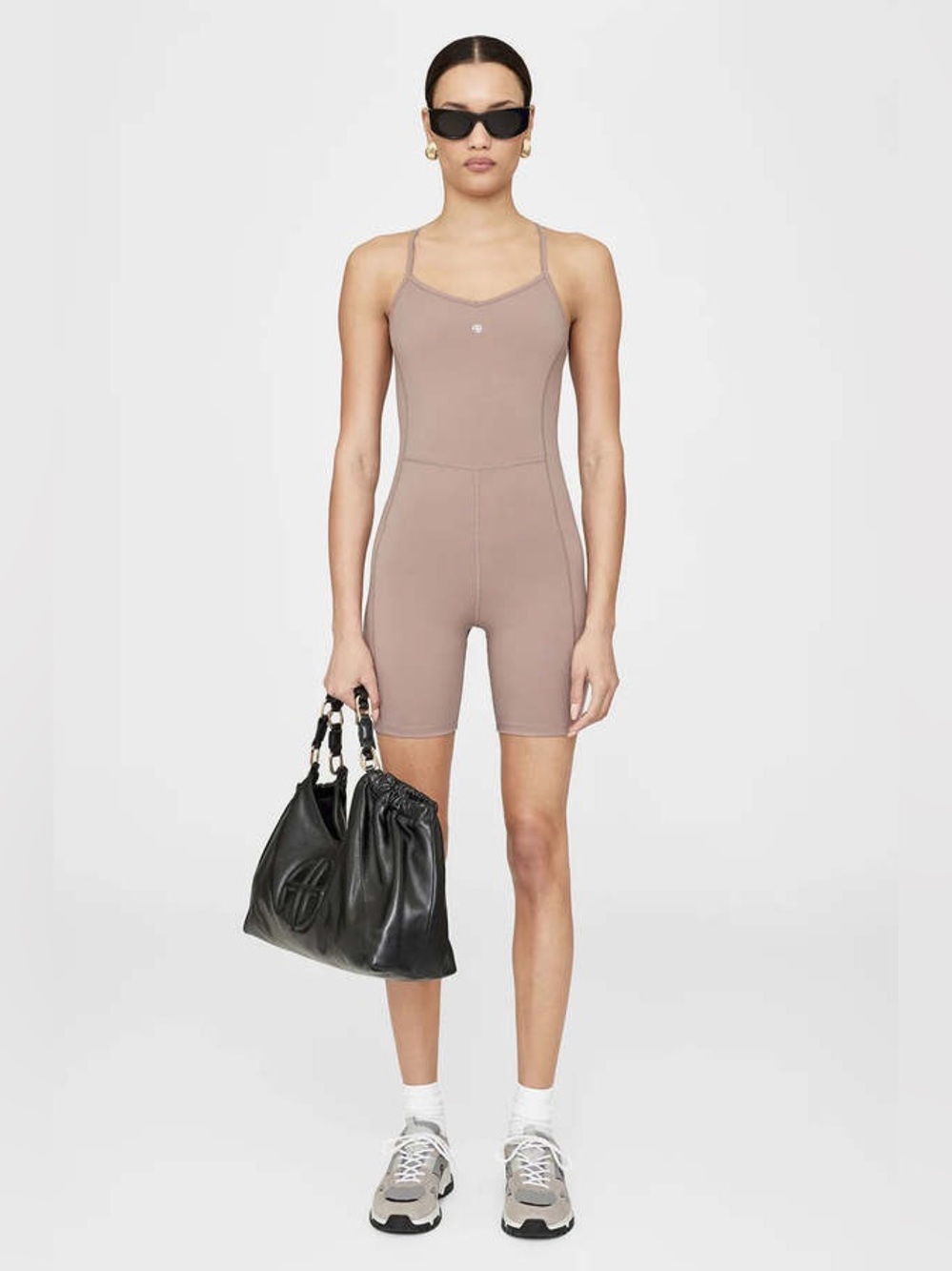ANINE BING VAL SHORT ONE PIECE ROMPER BROWN COLOR WASHED IRON SIZE SMALL